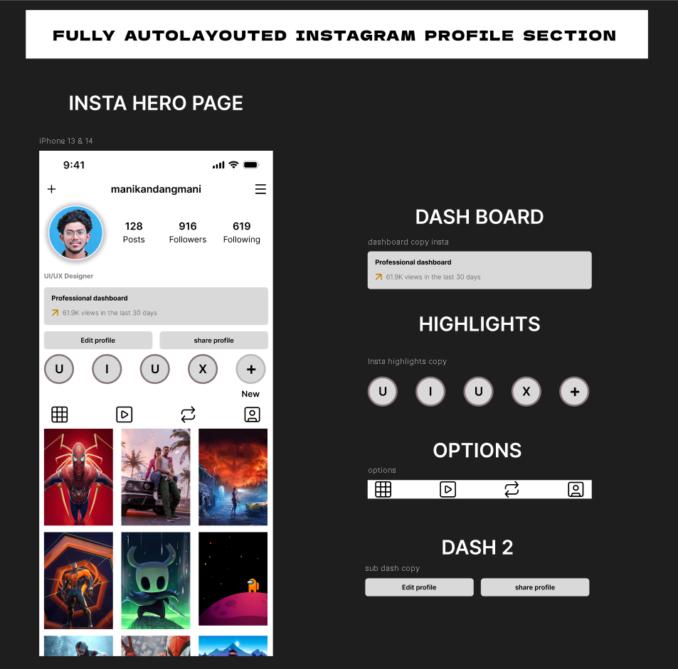Instagram Profile UI – Auto Layout