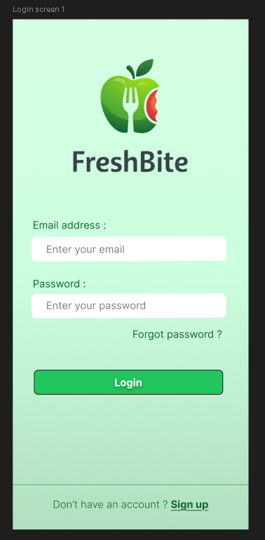 FreshBite Login Screen